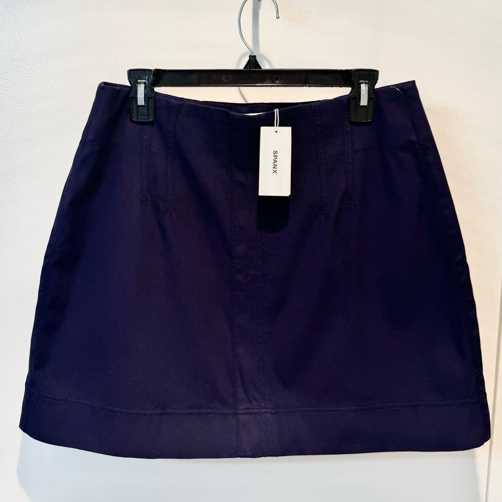 SPANX Stretch Mini Skirt - Lapis Blue Size Large - Picture 3 of 15